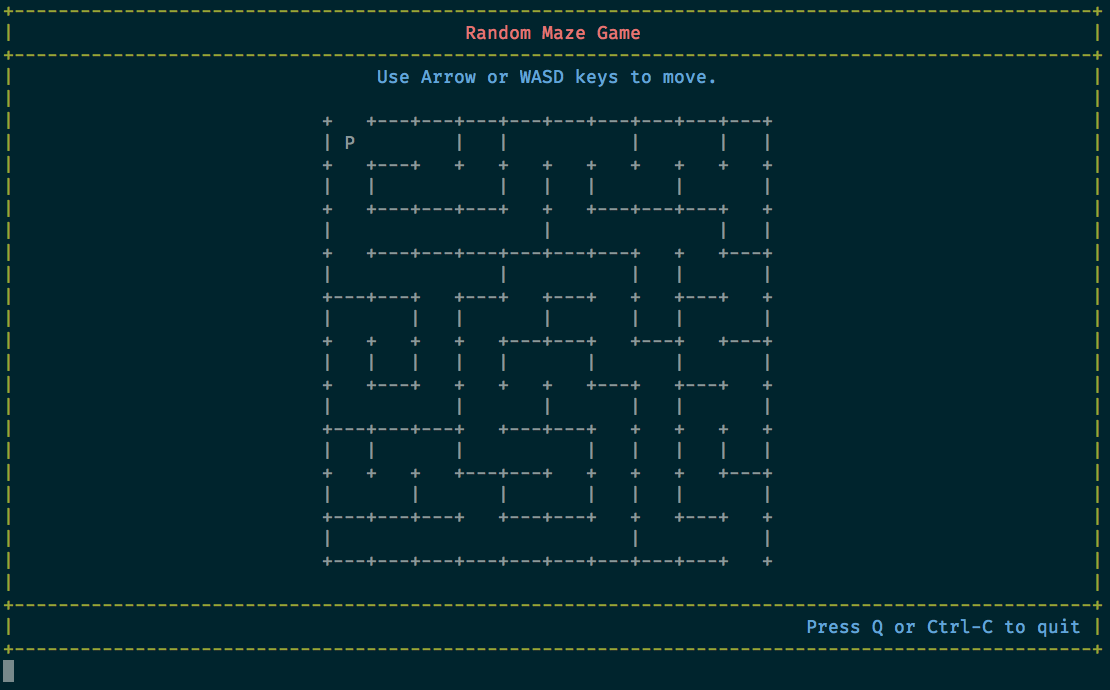 Screenshot of maze game