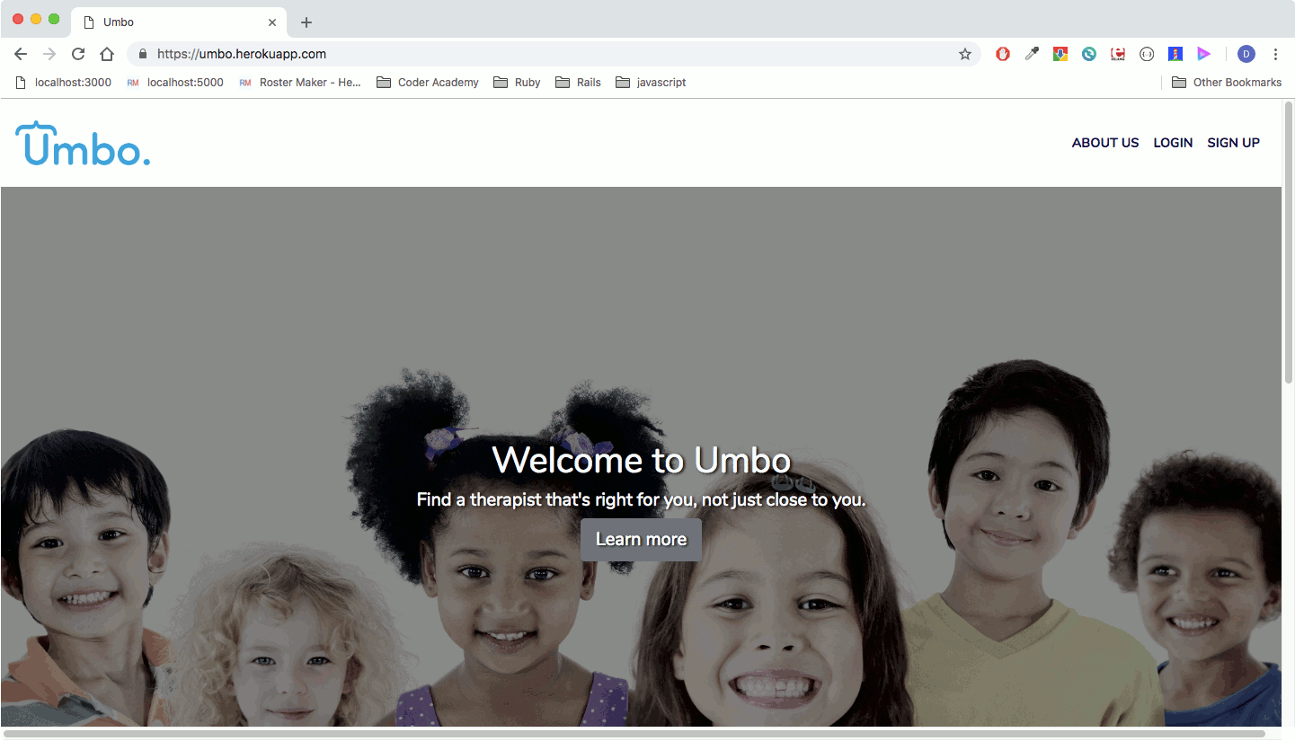 Screenshot of umbo website